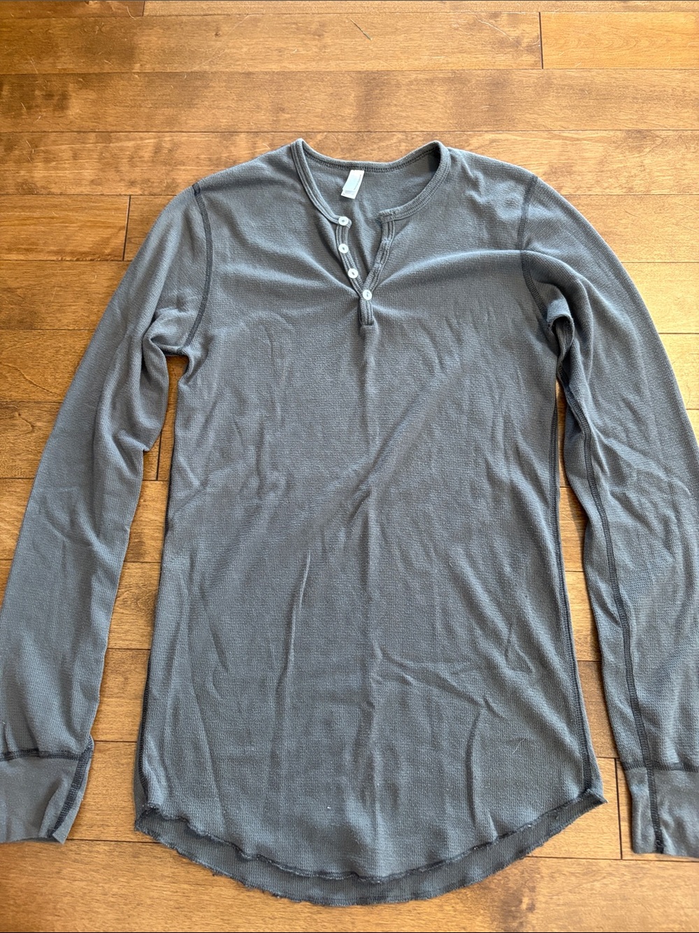 American Apparel Men's Long-Sleeve Henley in Charcoal